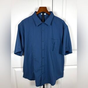 COOFANDY Guayabera Resort Camp Shirt Blue Cuban Vacation Casual Button Up XXL